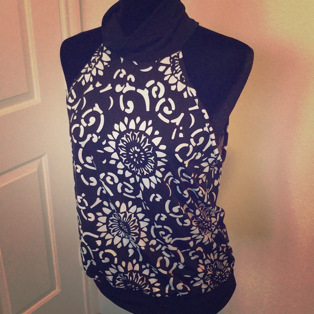 Black and White Floral Blouse